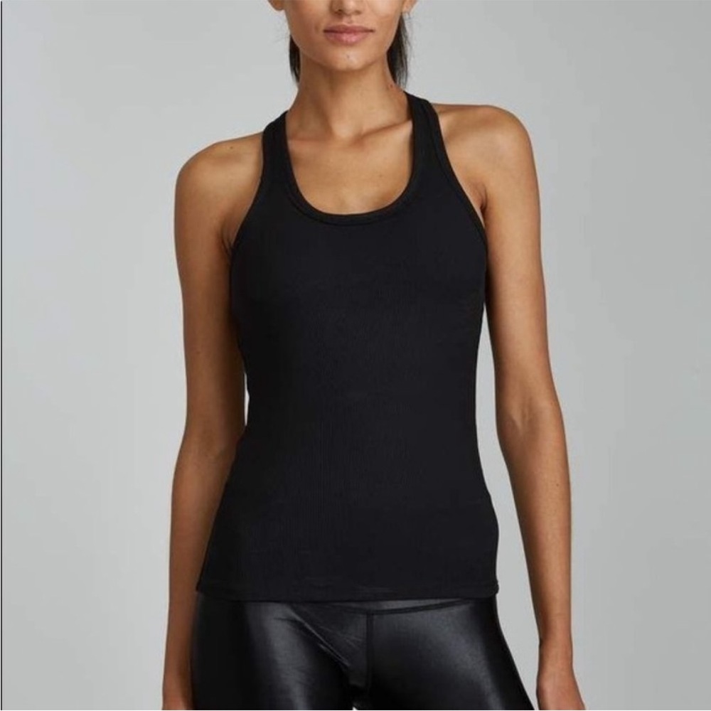 NOLI Ribbed Sculpt Yoga Black Racerback Tank with Built in Bra Sz S